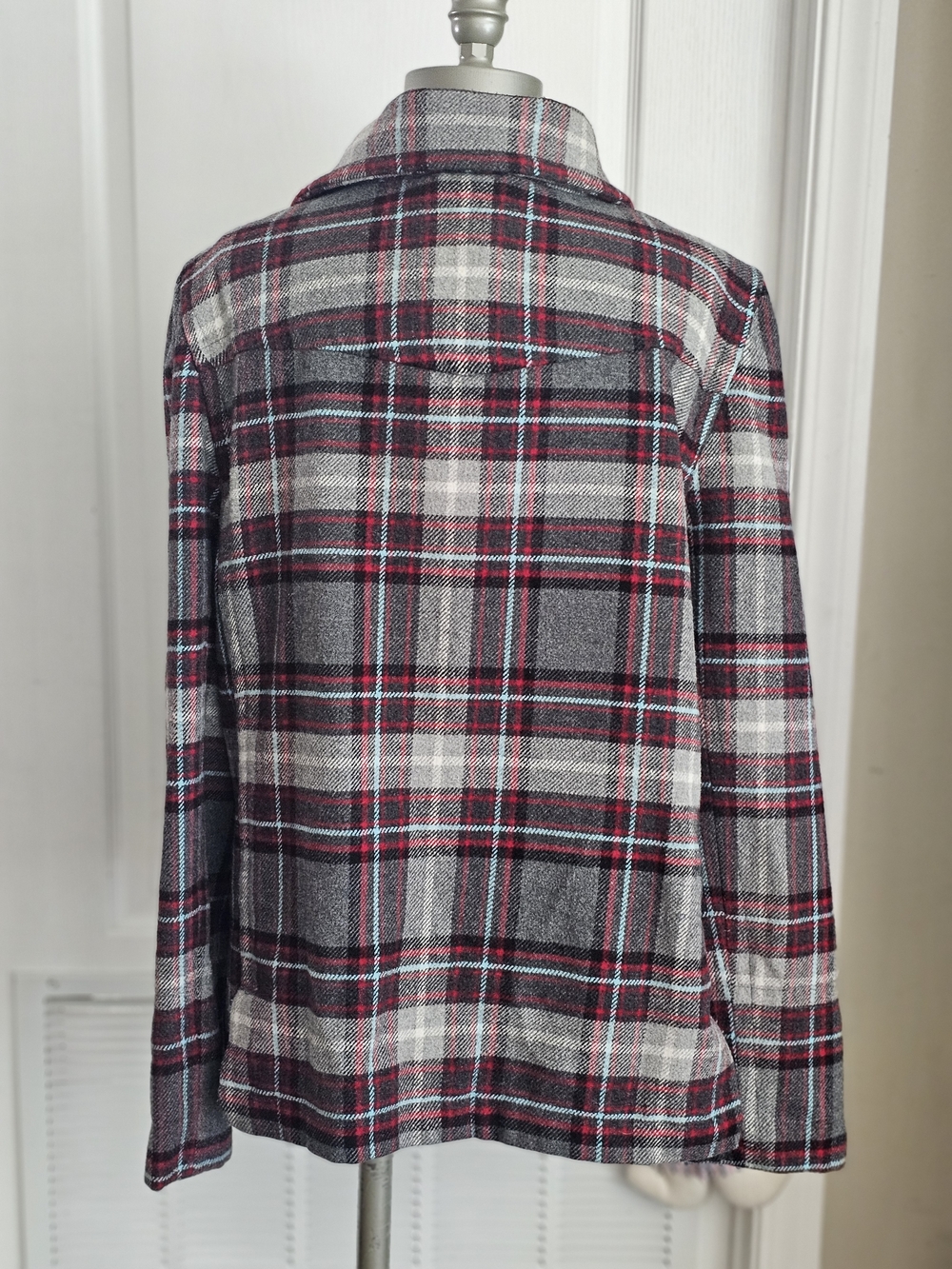 Old Navy Pea Coat Plaid Double Breasted Toggle Buttons Womens Size X Large - Picture 2 of 8